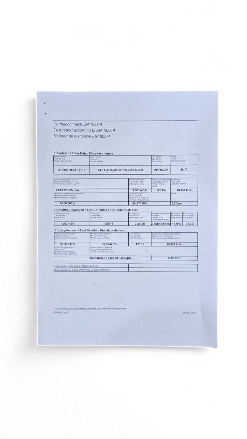CLEARANCE STOCK 40% DISCOUNT - HEPA Filter SF14-A-1220x0610x69x05-N13N Cassette Filter (FREE SHIPPING)
